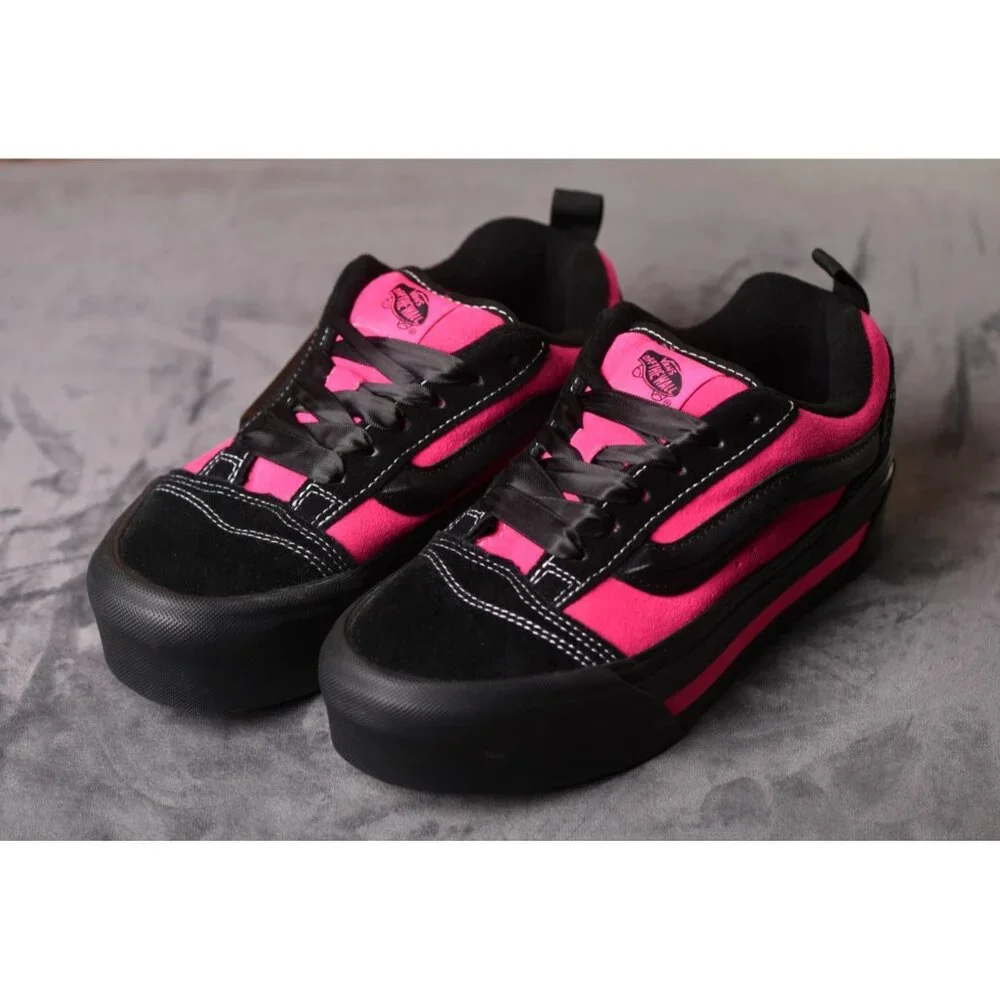 New! Size: 7.5 Women | VANS Knu Skate Platform Stacked | Black/Pink Satin - Picture 5 of 16